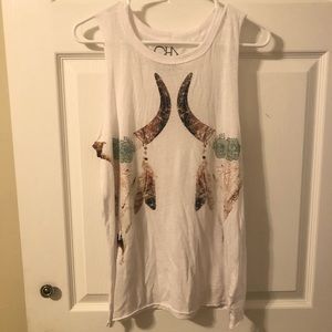 Chaser Brand Cow Skull Tank Top